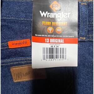 Wrangler FR Flame-Resistant Original Fit Jeans Men’s 46x34 Blue Denim NWT